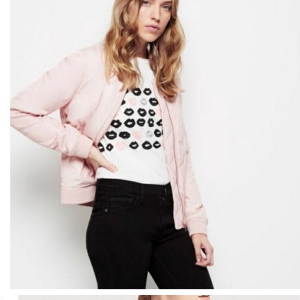 Uniqlo light pink bomber jacket blush zip up pockets